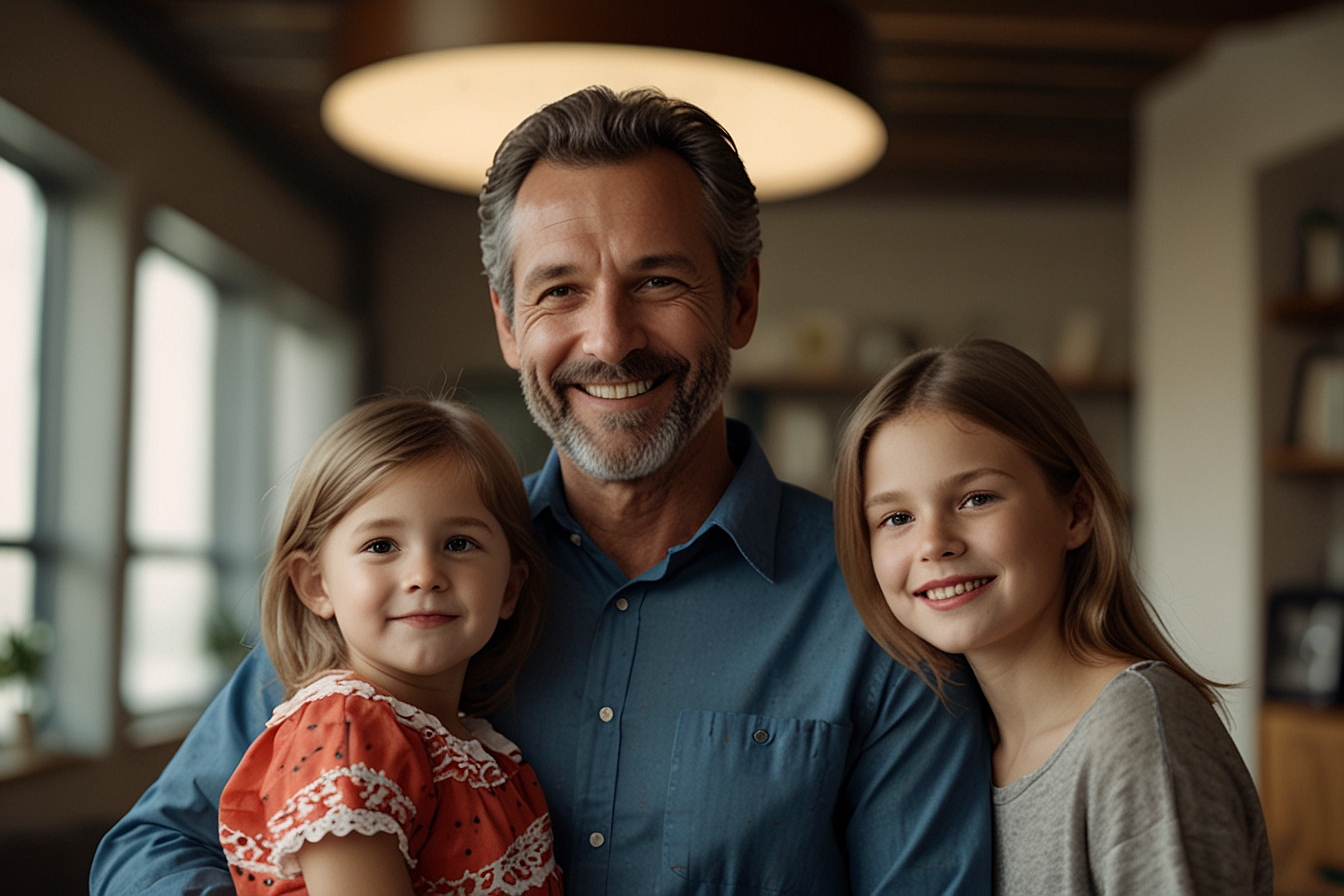 A Father with his two daughters